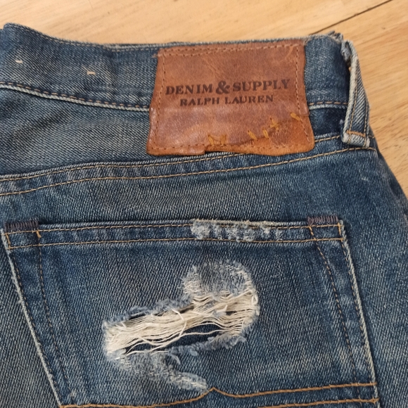 Ralph Lauren Mens Denim & Supply Slim Distressed Patched Blue Denim Jeans  30x32 - Picture 5 of 15